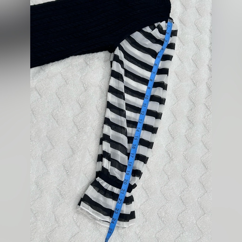 Maeve by Anthropologie Black and White Striped Sleeve sweater Top XSP - Picture 7 of 10